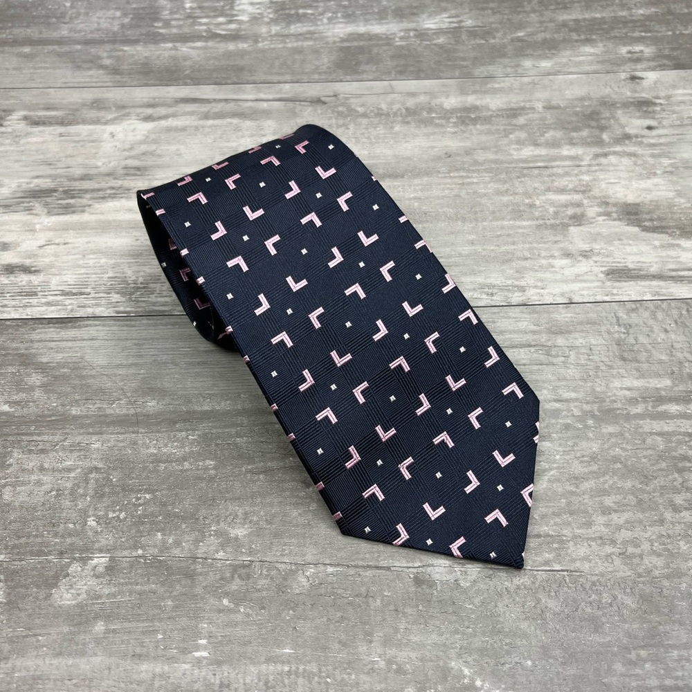 Cafe Coton Navy w/ Lavender & White Check Silk Tie